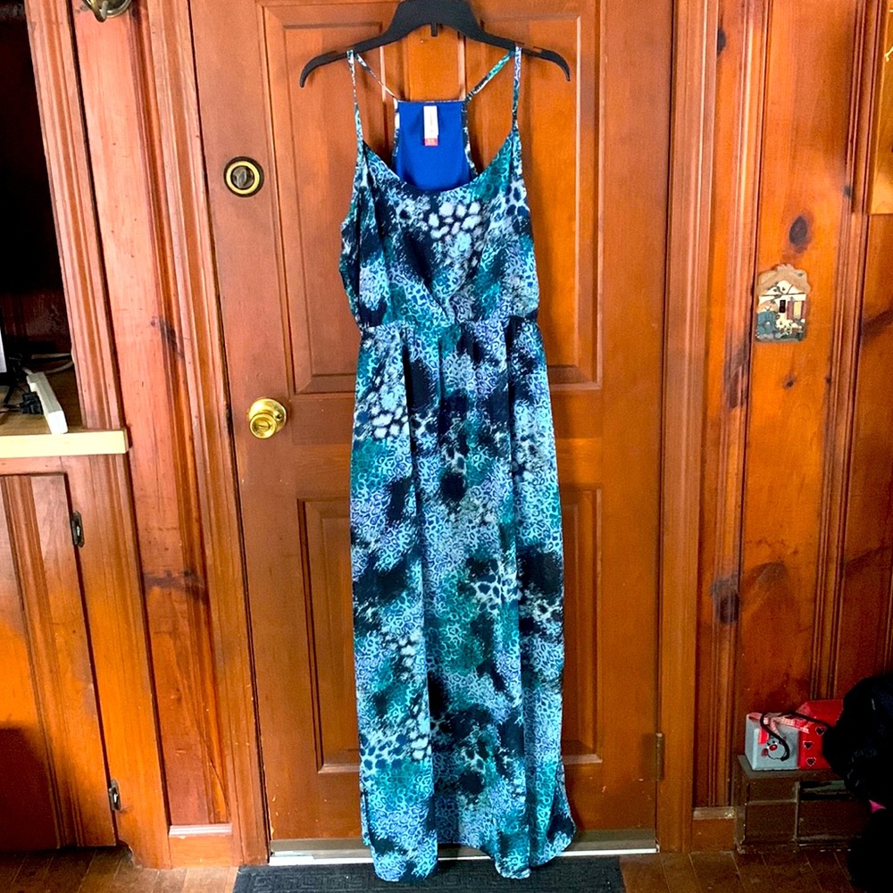 Lightweight maxi dress with multi color cheetah print